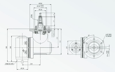 萬(wàn)能銑頭萬(wàn)向銑頭側(cè)銑頭尺寸結(jié)構(gòu)圖片